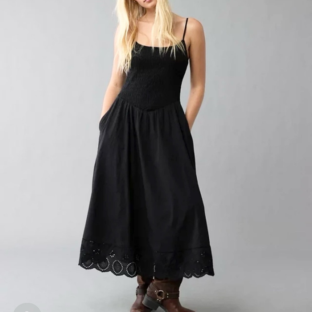 American Eagle Outfitters Black Bella Midi Dress Size XS Cotton